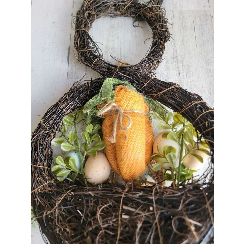 Easter Bunny shaped wreath unique‎ hanging home decor egg spring